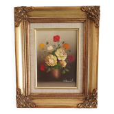 Oil painting - bouquet of multicolored roses