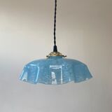 Old vintage suspension glass of blue Clichy