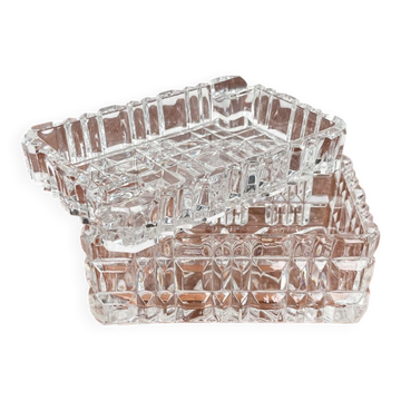 Mid-Century Modern Crystal Glass Stacking Ashtray and Box from Julia, Poland, 1960s, Set of 2