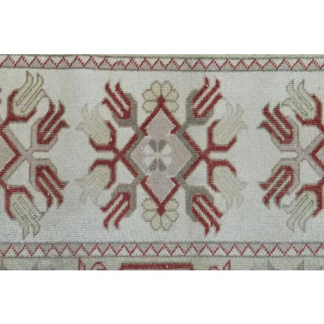 Vintage Beige Pink Turkish Handmade Oushak Wool Runner Rug  73x278