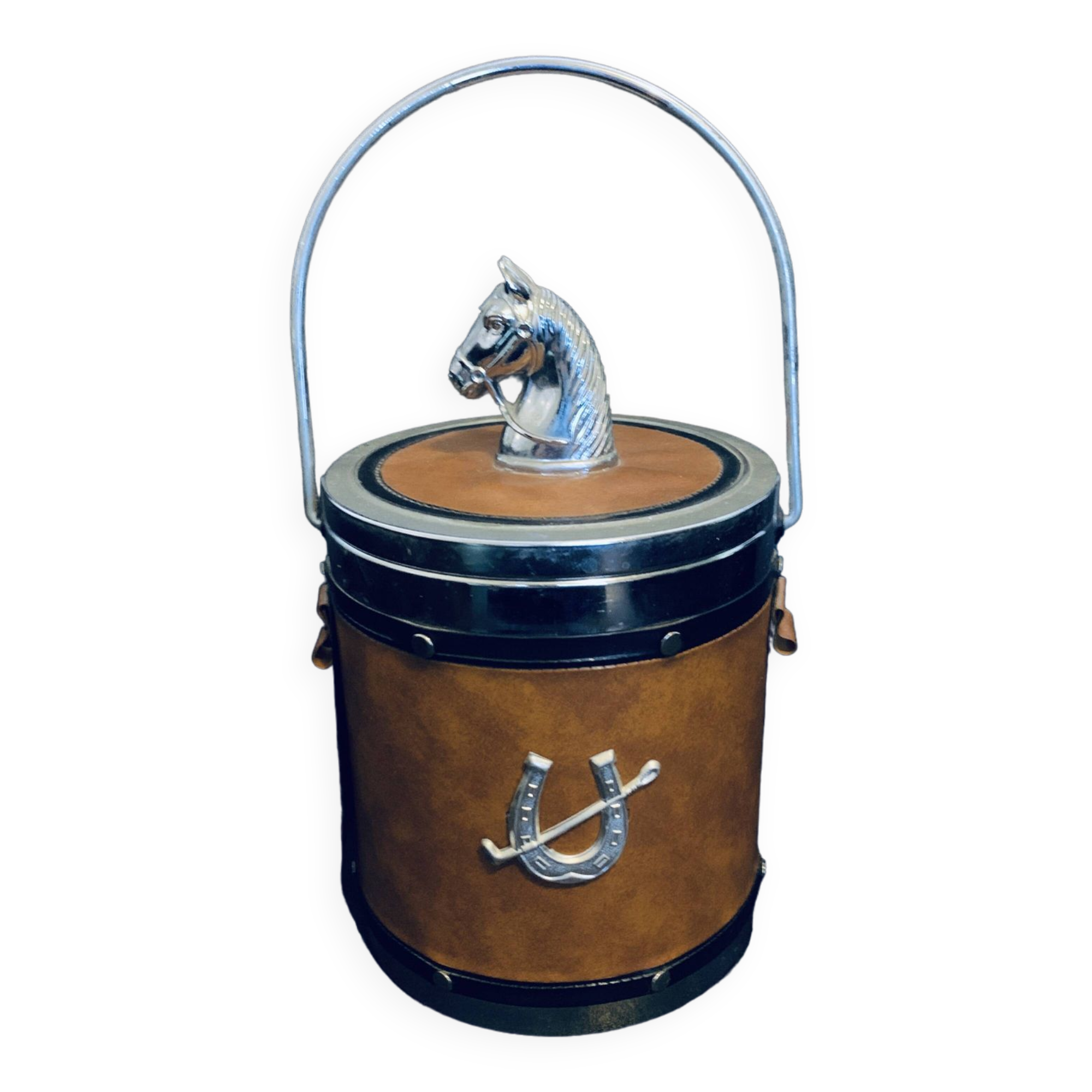 Equestrian champagne imitation leather horse ice bucket 16cm