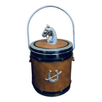 Equestrian champagne imitation leather horse ice bucket 16cm