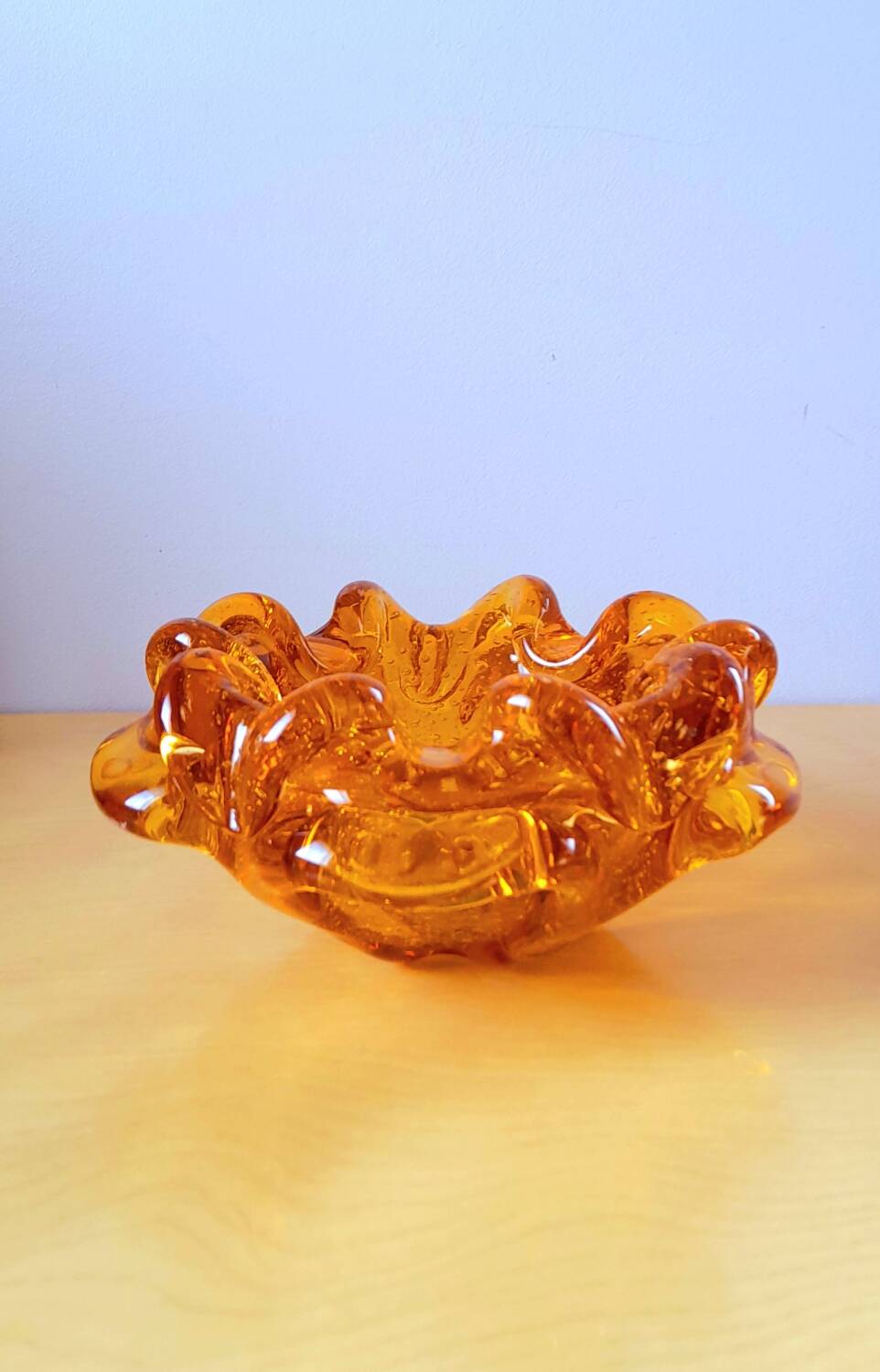 Murano amber glass ashtray 70s