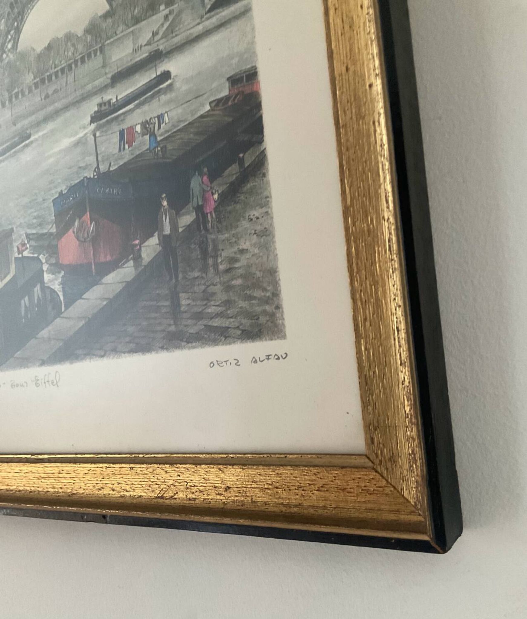 Vintage lithograph by Ortiz Alfau - Paris - the Eiffel Tower