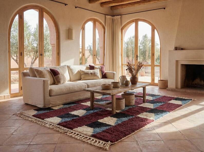 Authentic handmade Berber rug from the Atlas, size 3/4 m.
