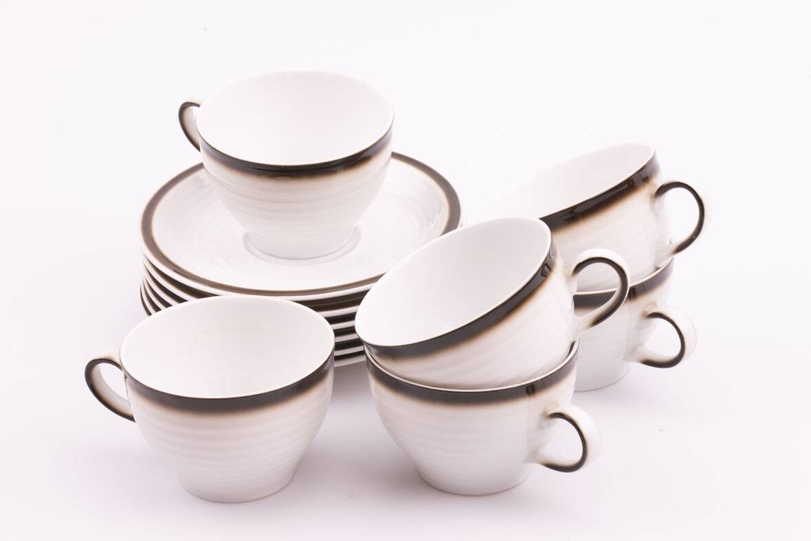 Set of 6 cups and saucers Winterling Bavaria - Retro Mid-Century design porcelain
