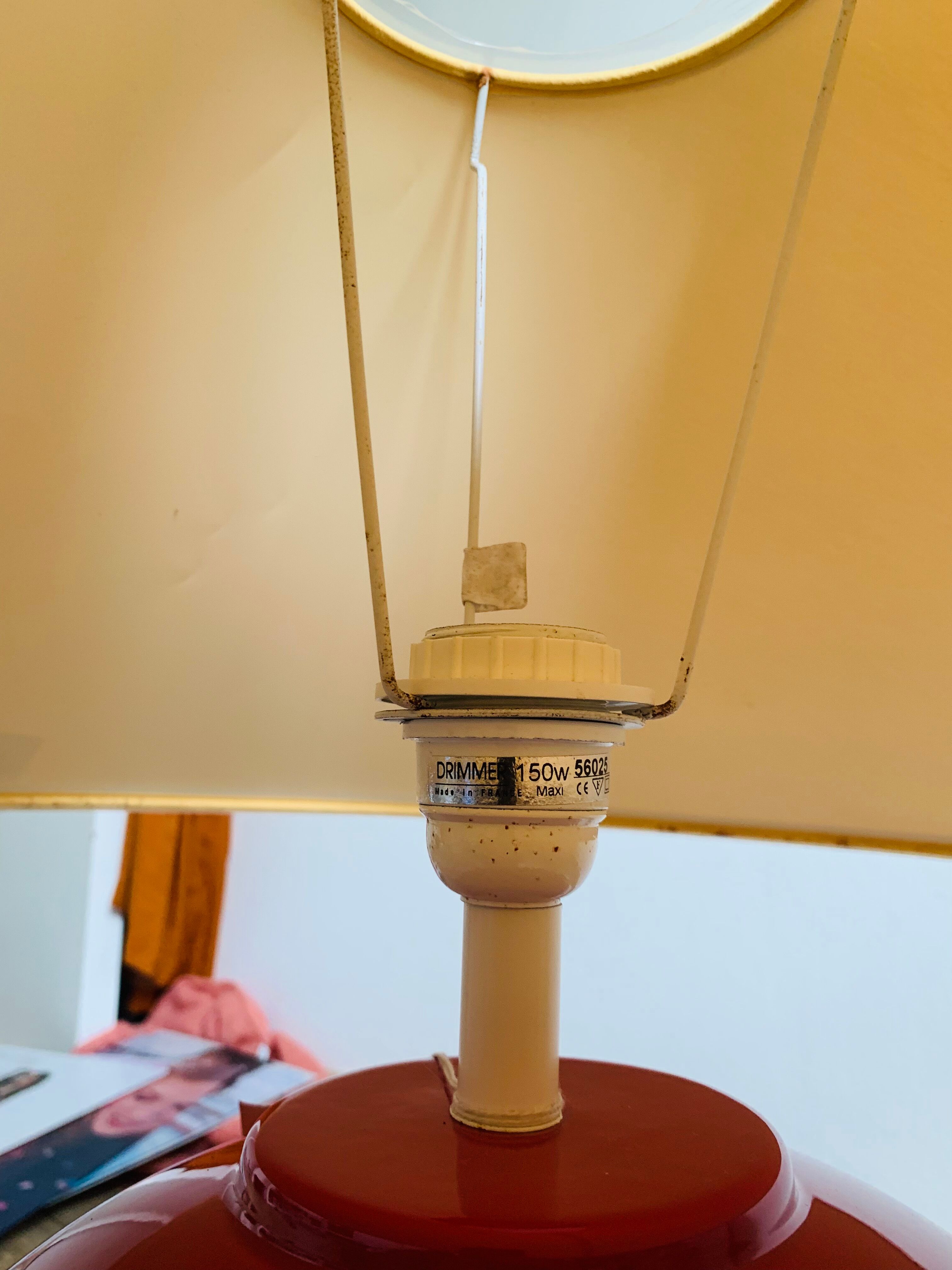 Louis Drimmer ball lamp with label 2000's poppy flowers