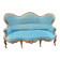 Napoleon III walnut canapé, blue velvet fabric.