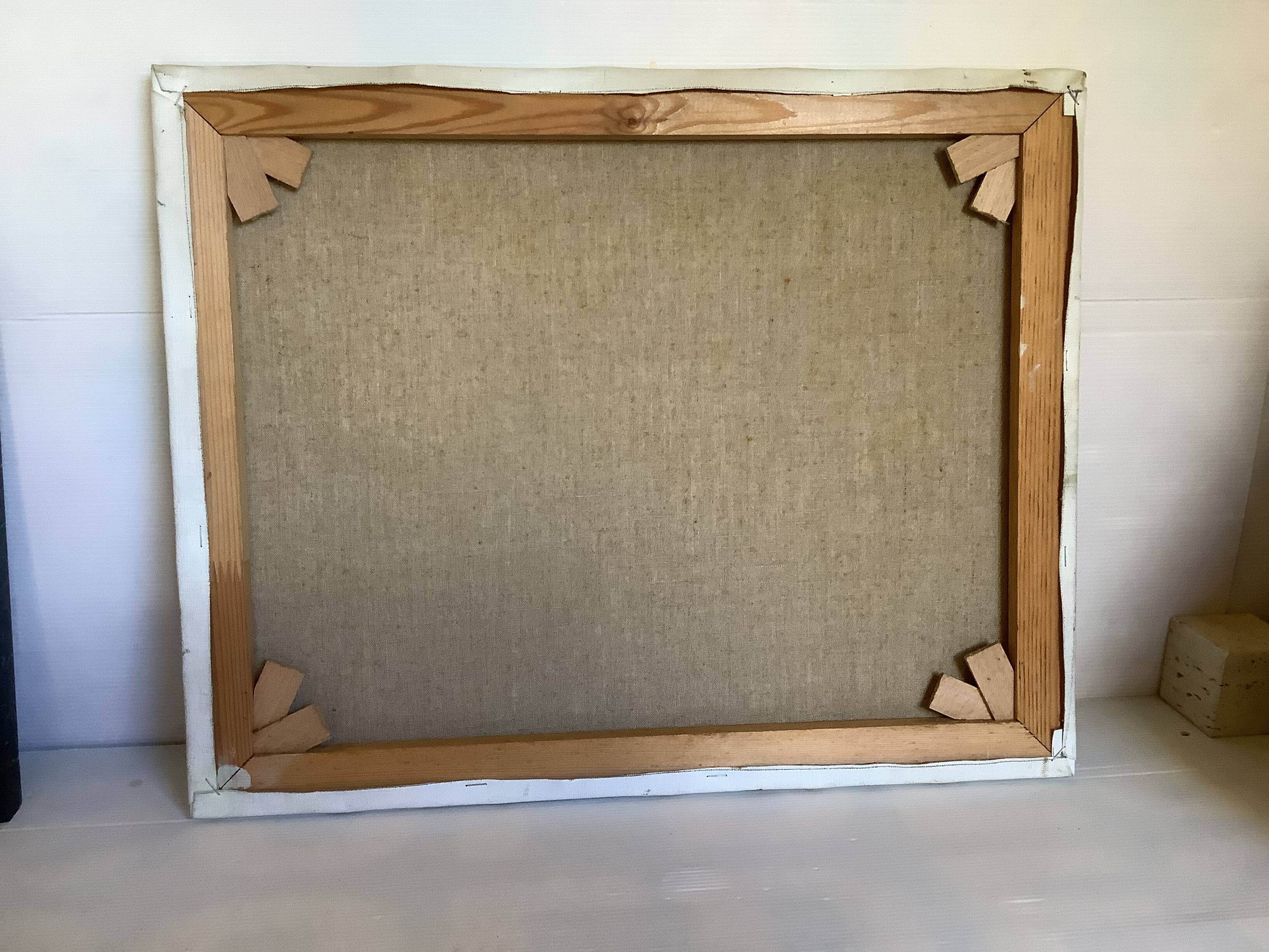 Painting winter landscape with a mill oil on canvas signed