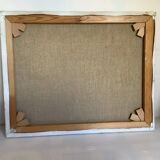 Painting winter landscape with a mill oil on canvas signed