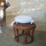 Rattan pouf with cushion