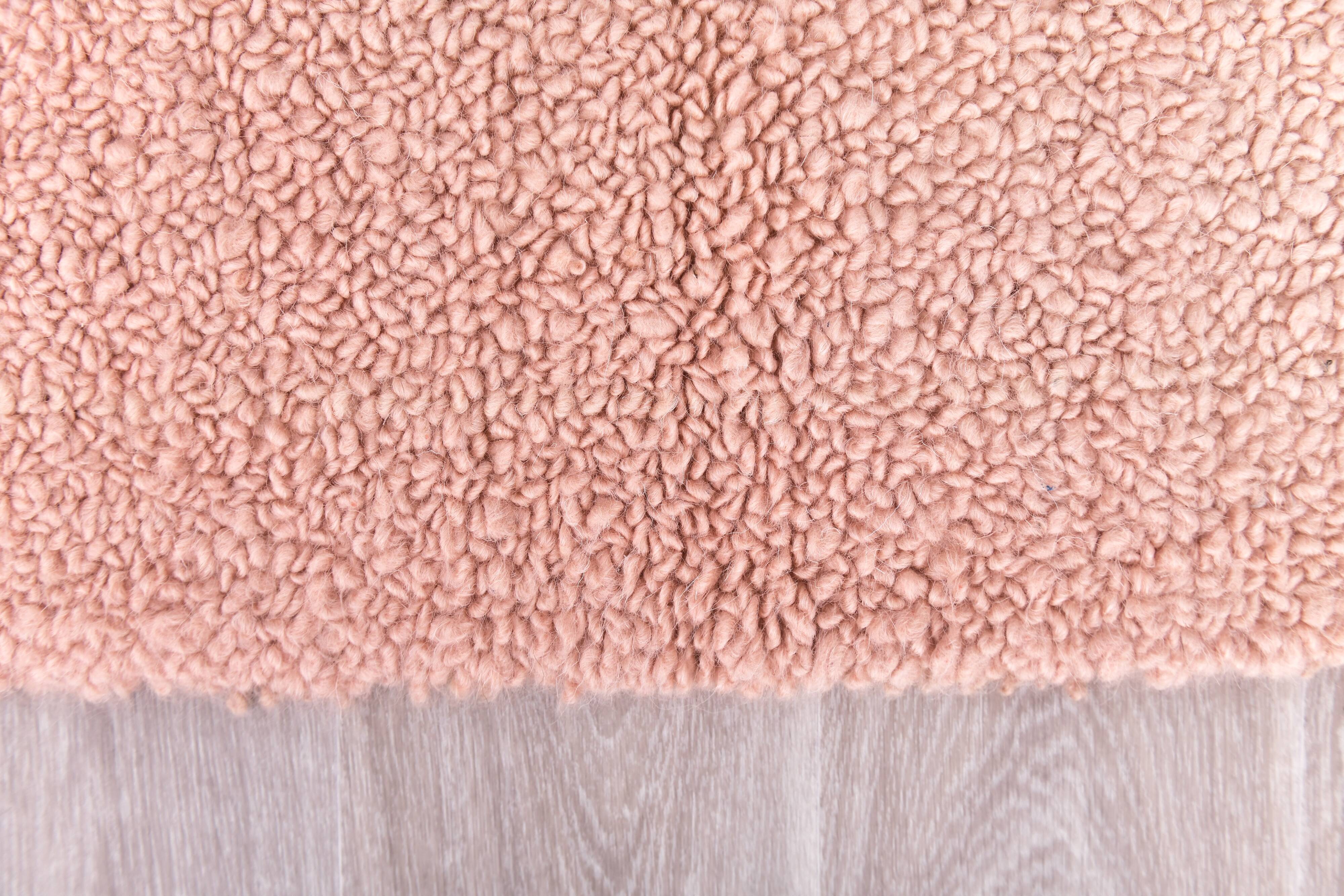 %100 Rose Pink Wool Vintage Runner Rug 67x215Cm