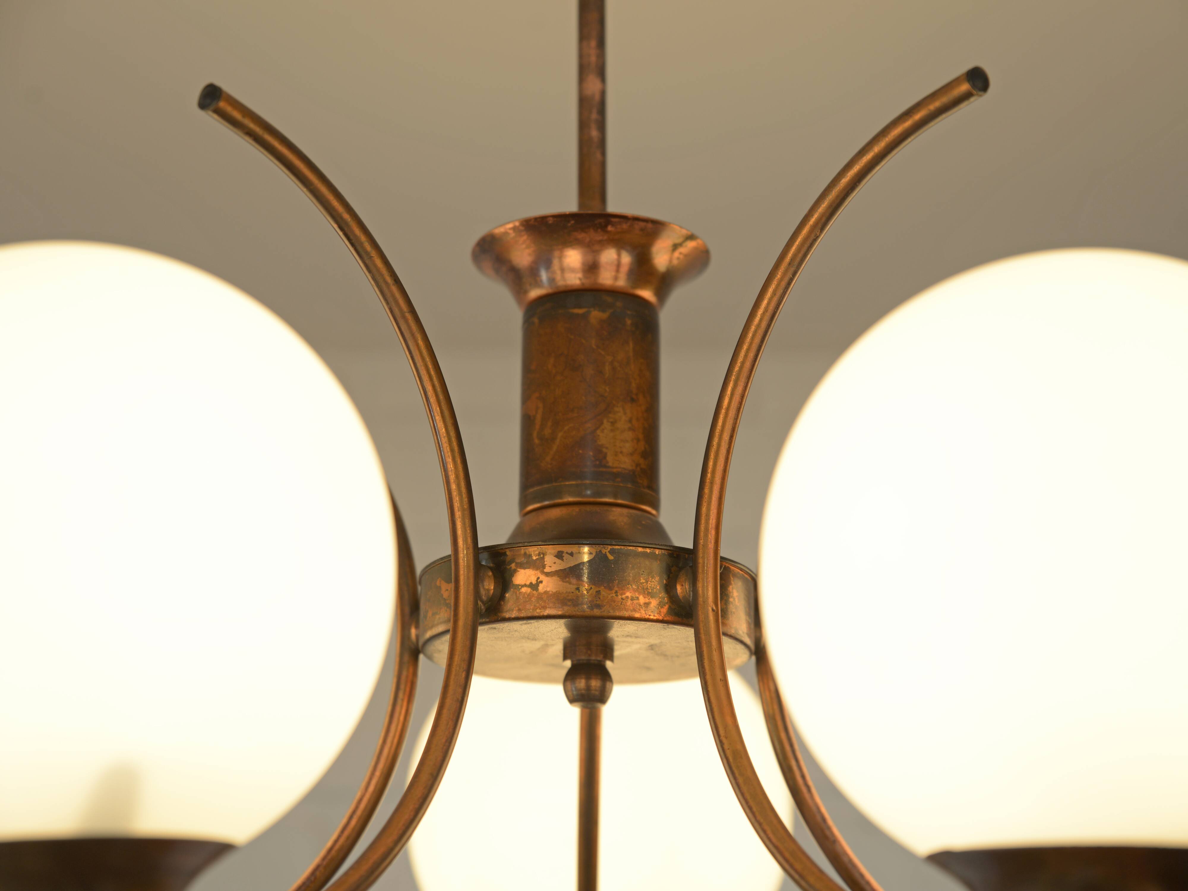 Vintage Copper Pendant Lamp / Hanging Light / Colonial Chandelier 1970's