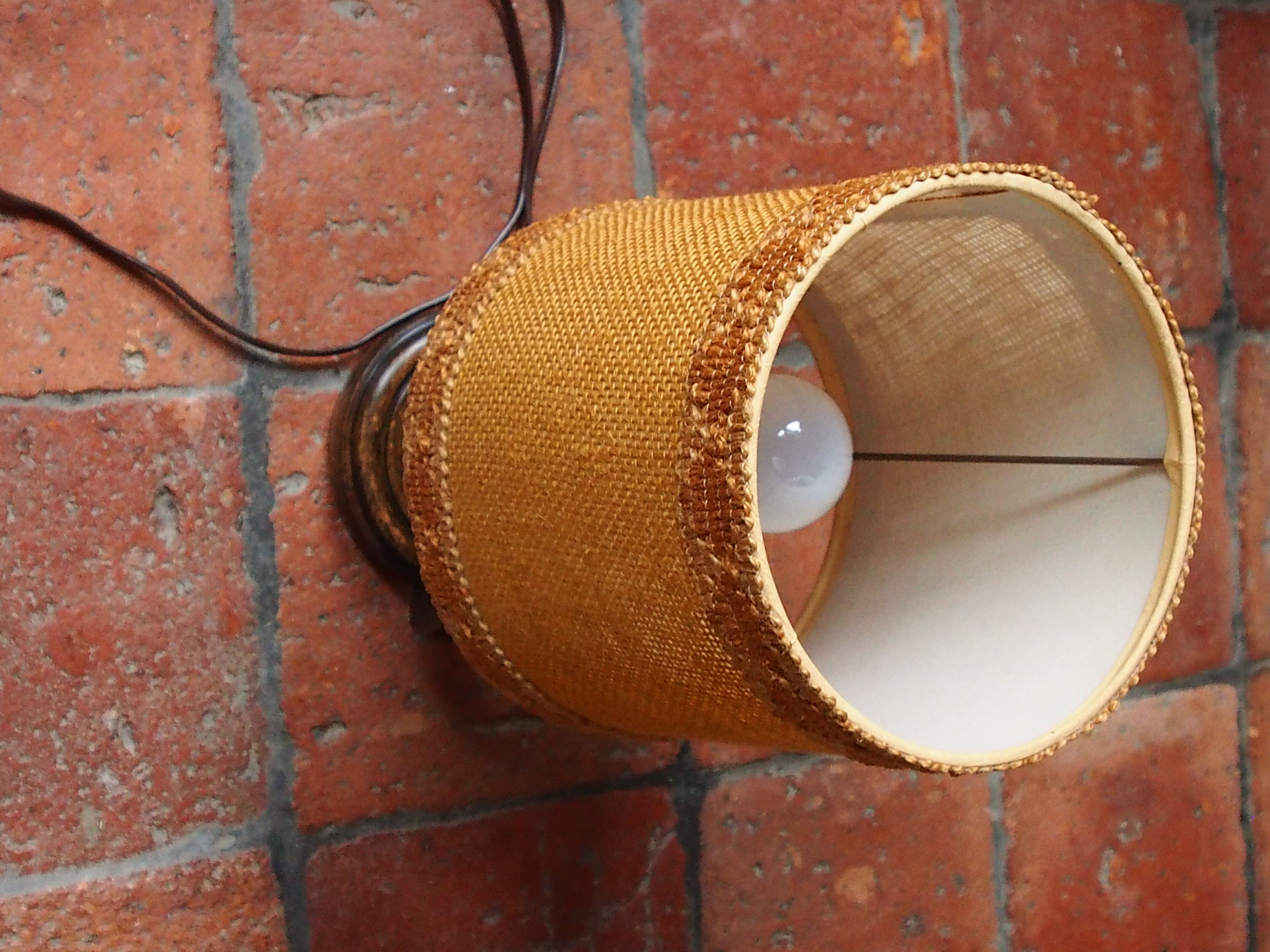 Vintage turned wooden candle holder lamp