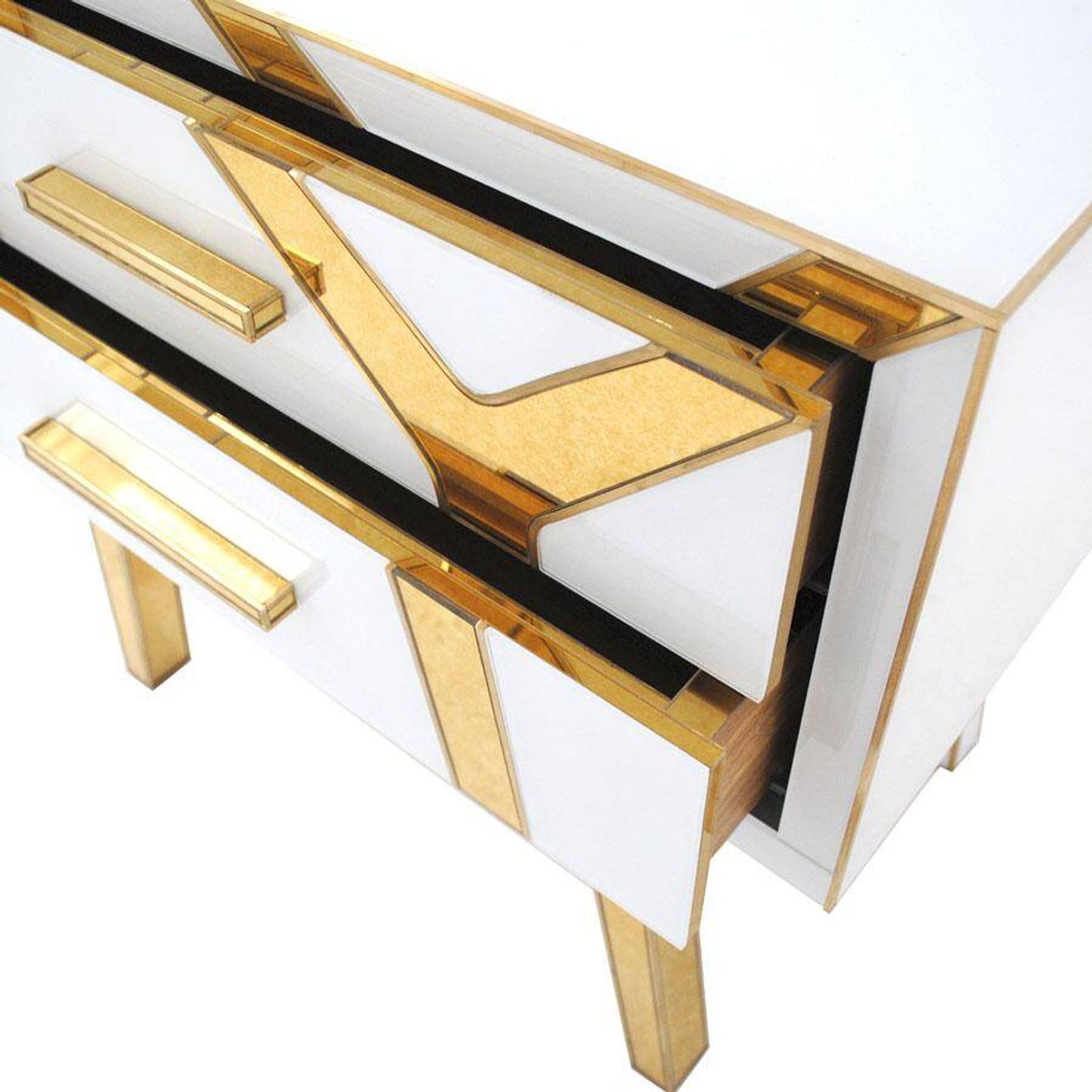 Pair of Contemporary Solid Wood and Glass Italian Bedside Tables by L.a. Studio