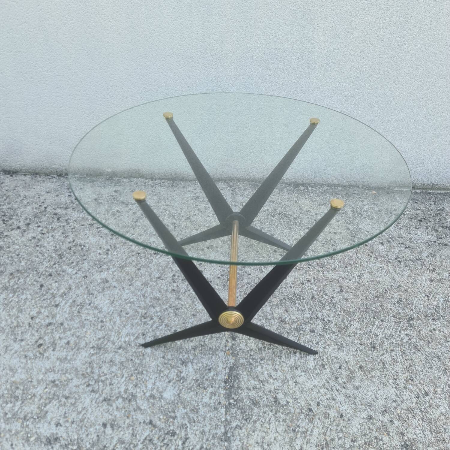 Angelo Ostuni coffee table 1950 glass and brass