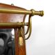 Wall-mounted coat rack, oak, elm burl, bronze hooks, c. 1900