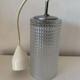 Textured glass vintage pendant light - 1960s