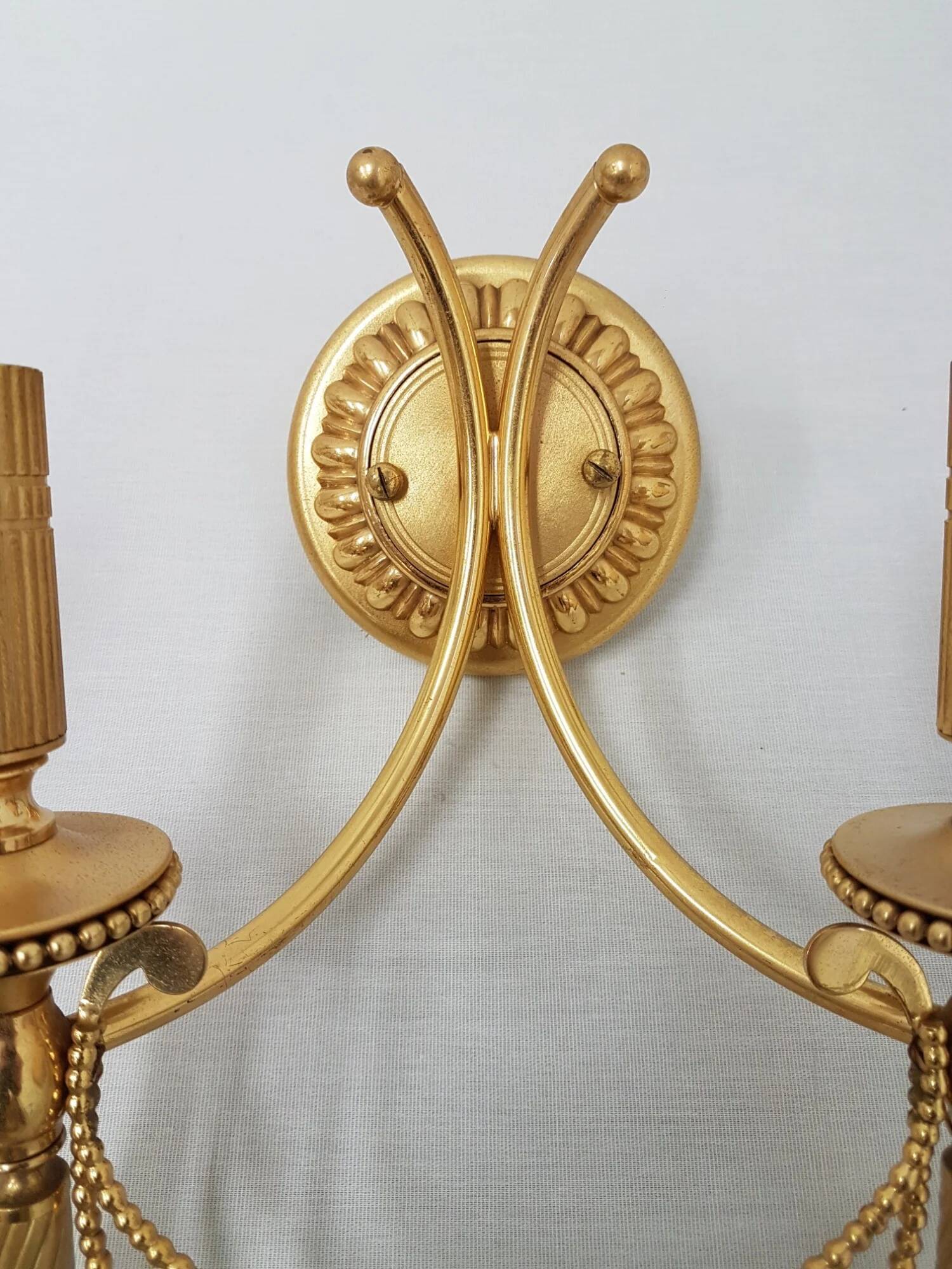 Set of 3 vintage Sciolari wall lights gold plated brass Italian 1960s