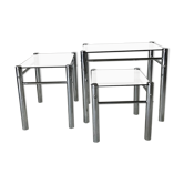 Tables gigognes en verre et métal