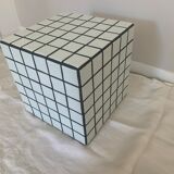 Cube piece of sofa tile mosaic glossy white and black joint