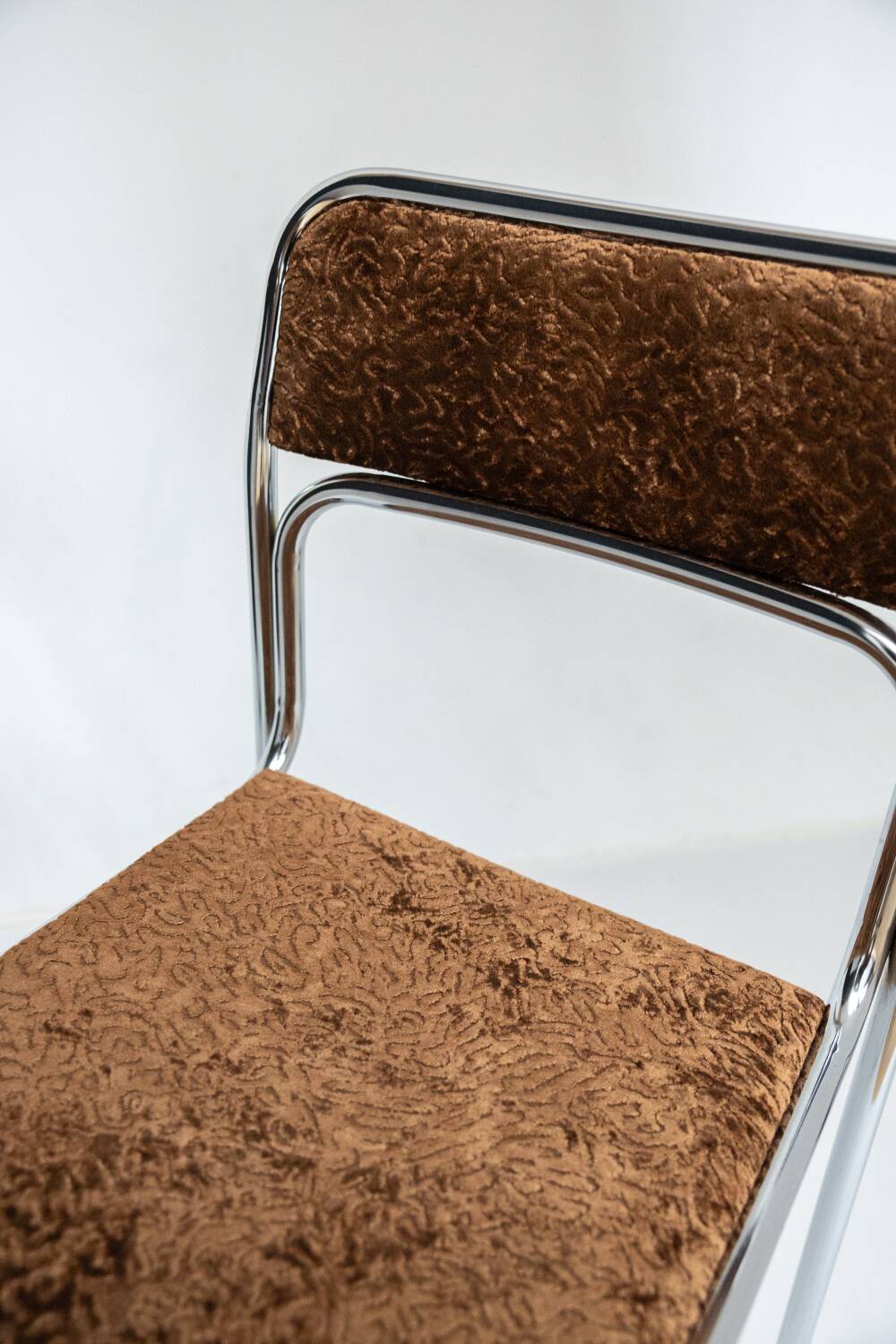 Chrome chair in brown velvet Italian design