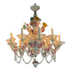 Venetian chandelier in multi-colored Murano glass, 10 light arms, circa 18