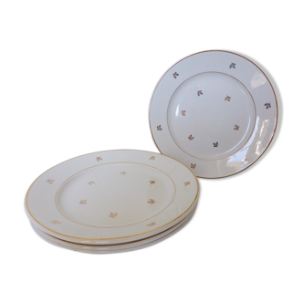 Series of 4 vintage flat plates in Badonviller porcelain