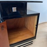 Art Deco Bedside Cabinets in Black Lacquer & Chrome, France, 1930, Set of 2