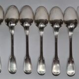 Set of 12 cutlery, tablespoons and fork, hallmark "white metal", 21 cm