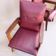 Vintage design armchair set – red skai and teak (1960s)