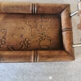 Art Nouveau wood and metal tray