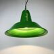 Industrial Italian Green Factory Hanging Lamp, 1970s