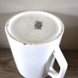 White earthenware pitcher carafe Digoin Sarreguemines