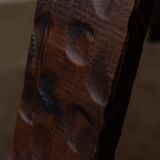 Spanish brutalist tripod chair in carved solid wood