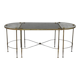 Table basse tripartite style Maison Jansen en laiton, bronze et verre