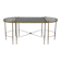 Table basse tripartite style Maison Jansen en laiton, bronze et verre