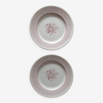 2 decorative plates English style Lunéville France