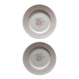 2 decorative plates English style Lunéville France