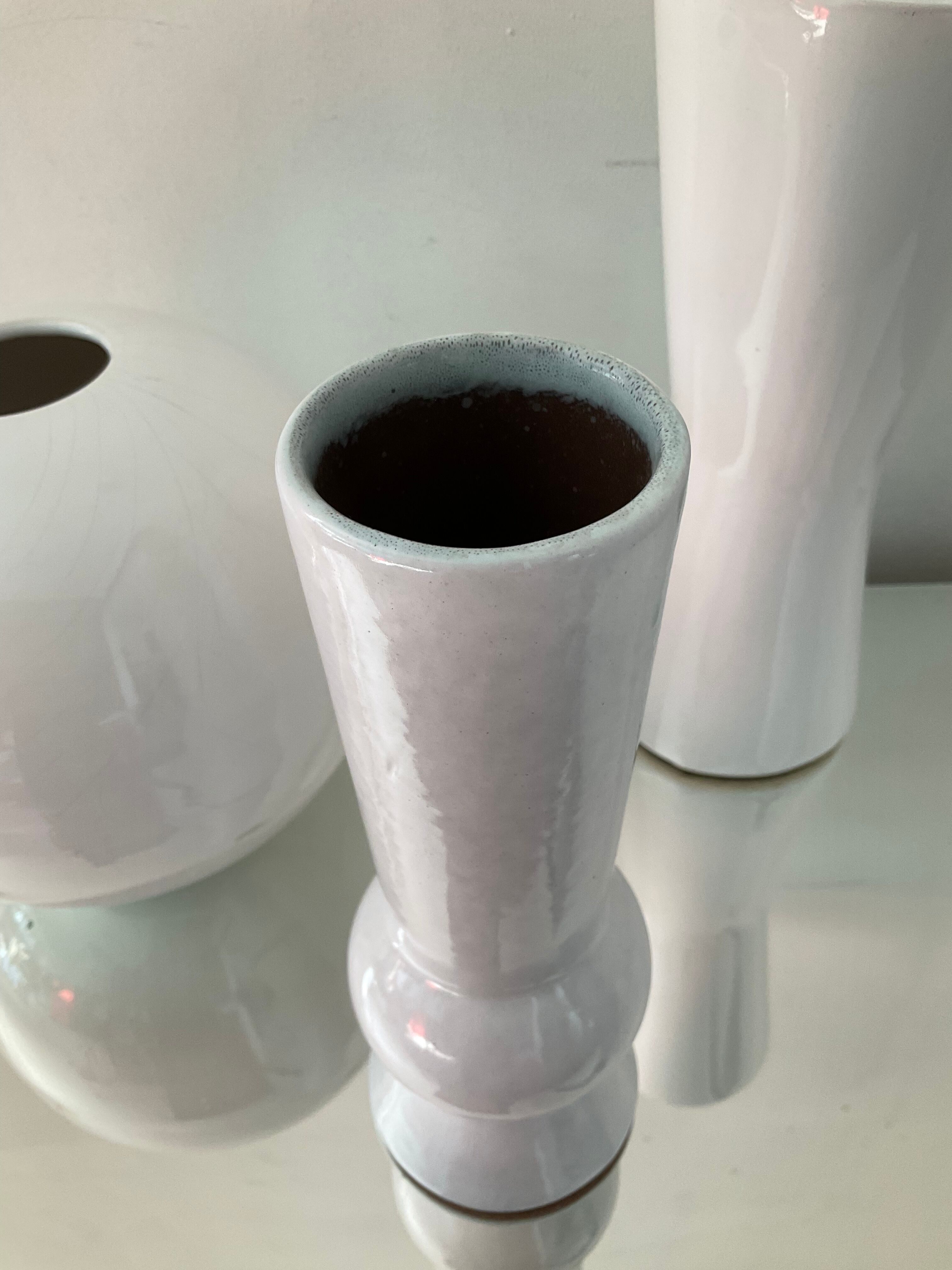 Trio of vintage ceramic vases white 60s-70s