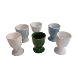 6 mismatched old egg cups