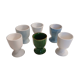 6 mismatched old egg cups