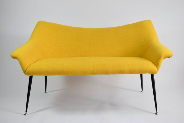 Canapé vintage deux places, république démocratique allemande, 1960, jaune
