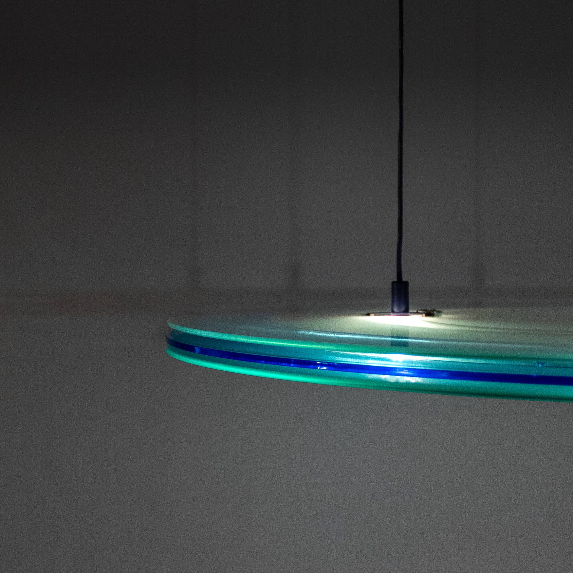 Pendentif Aurora Blue de l'ère spatiale par Arteluce, Perry King et Santiago Miranda,