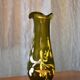 Free-form olive green art glass vase by Gyula Budveszel, Hungary, 1990s