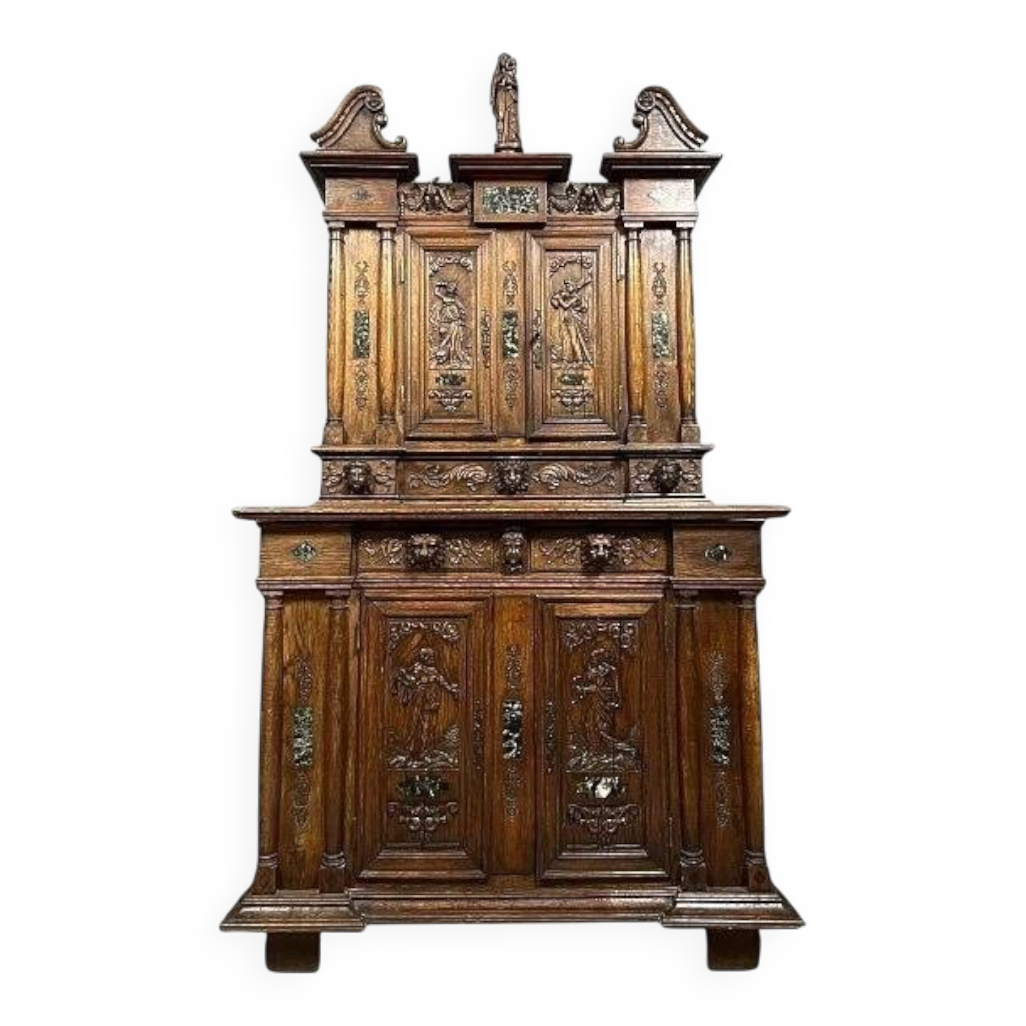 Attributed to La Maison Ribaillier: Bellifontain cabinet in oak and marble