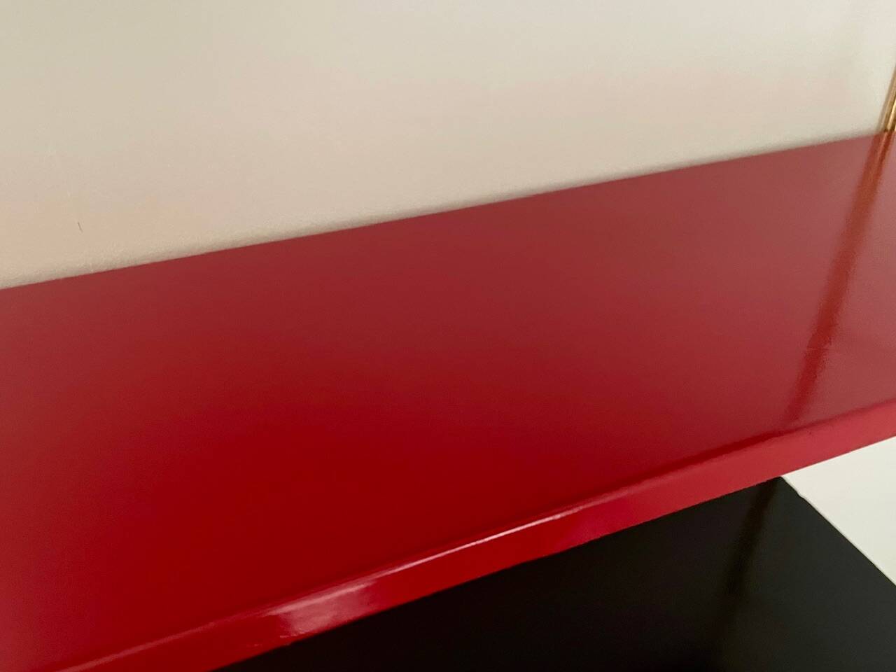 Modular vintage wall shelf, black and red metal circa 1960s