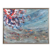 Original Swedish Oil on Canvas – "Composition" by Keiko Ryu – Signed – Vintage and Framed