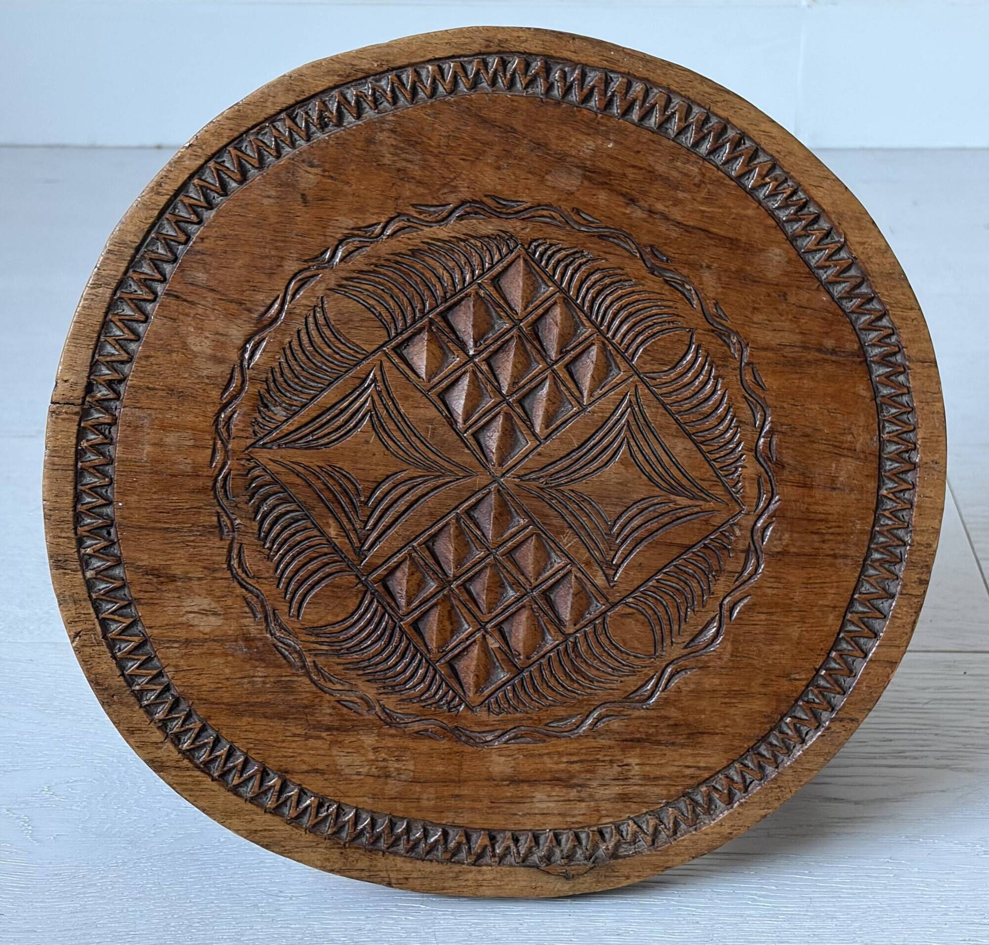 Solid wood monoxyle piece, hand-carved, ethnic bohemian wabi-sabi decor.