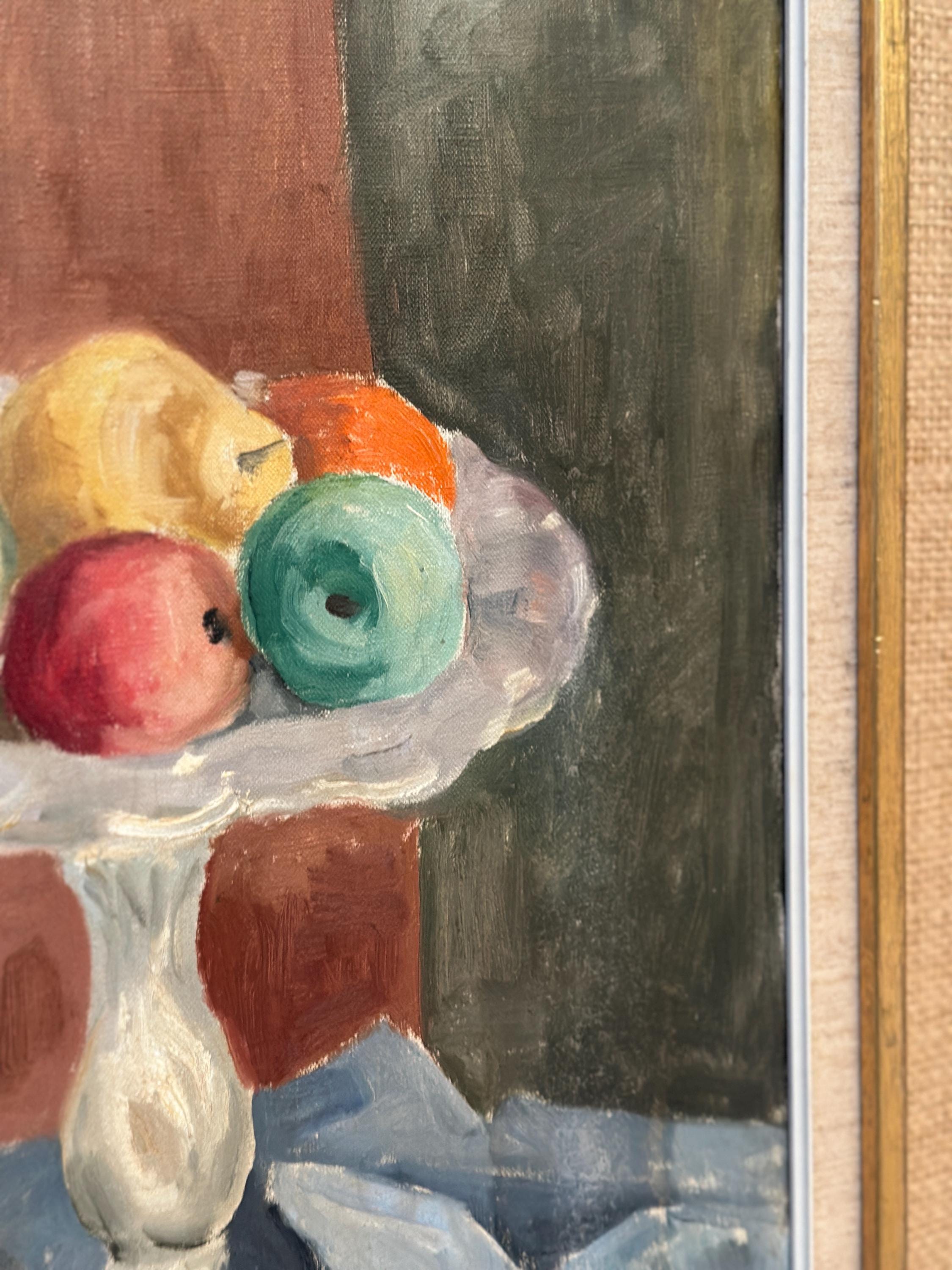 Original Swedish Oil on Canvas – "Flowers and Fruit by Ellis Wallin"